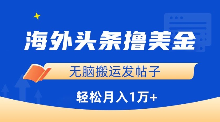 \”海外搬运轻松赚美金：小白月入1万+的贴文暴利秘籍\”-小伟资源网