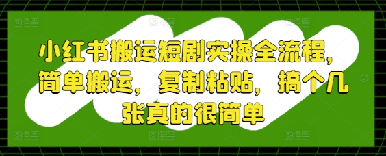 \”小红书短剧搬运指南：轻松复制粘贴，快速上手赚钱\”-小伟资源网