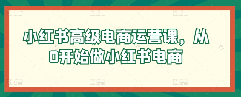 《0基础入门小红书电商运营：从小白到高手的进阶指南》-小伟资源网