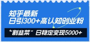 知乎高认知创业粉日引300+，揭秘日赚5000+变现秘籍-小伟资源网