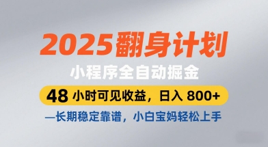 \”2025自动掘金计划：小程序48小时见效，日赚800+，新手宝妈轻松上手\”-小伟资源网
