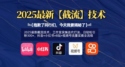 2025最新截流技术：日引300+精准流量，抖音小红书B站视频号全平台实操指南-小伟资源网