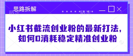 小红书0成本精准截流创业粉：最新打法全拆解-小伟资源网