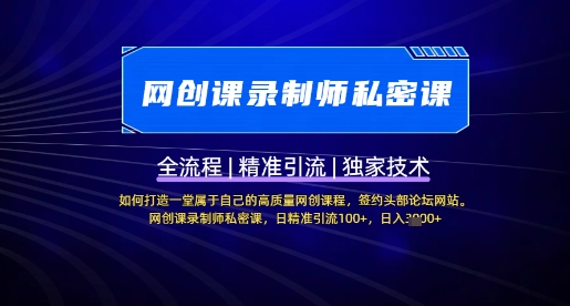 \”网创课录制秘籍：打造高质课程+日引100+精准流量\”-小伟资源网