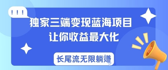 \”三端变现蓝海项目：收益倍增+长尾躺赚，独家运营秘籍\”-小伟资源网