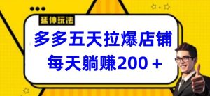5天速成爆店攻略：日赚200+躺赚秘籍大公开-小伟资源网