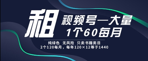 \”长期出租纯绿色无风险视频号，60元/月，多租优惠！【安全可靠】\”-小伟资源网