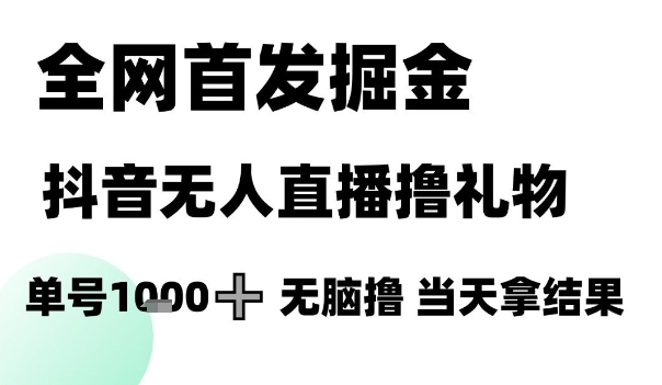 \”抖音无人直播撸礼物暴利玩法，单号日赚1K+实操全解析\”-小伟资源网