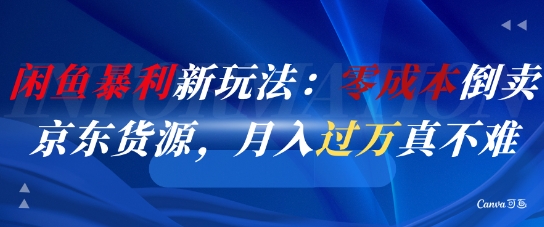 京东货源零成本倒卖：闲鱼月入过万的暴利新玩法-小伟资源网