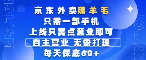 \”京东外卖轻松赚60+！手机操作每日上线秒营业，薅羊毛攻略大公开\”-小伟资源网