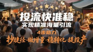 4步精准投流：快速引流+稳定转化，高效提升投产比-小伟资源网