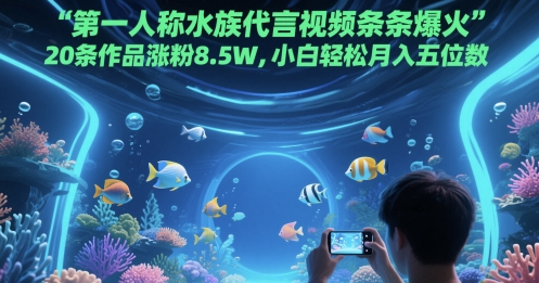 \”水族视频爆火秘籍：20条作品吸粉8.5W，新手轻松月入过万\”-小伟资源网