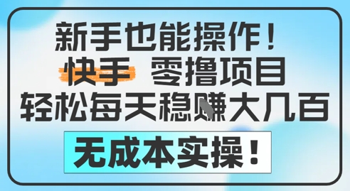 \”快手零撸日赚2-5张，新手无门槛轻松上手\”-小伟资源网