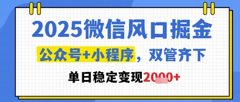 2025微信暴利玩法：公众号+小程序日赚1000+实战攻略-小伟资源网
