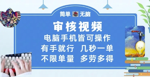 \”视频审核兼职：手机电脑轻松操作，秒接单多劳多得【攻略】\”-小伟资源网