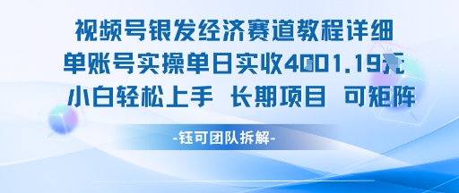 \”银发经济视频号单日收益破千，新手也能快速上手的长期项目\”-小伟资源网