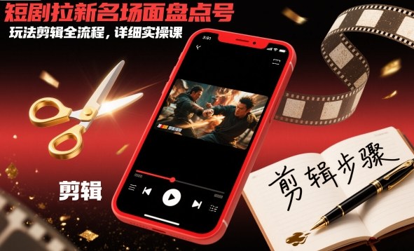短剧拉新名场面盘点号剪辑全流程实操课，手把手教你玩转内容创作-小伟资源网
