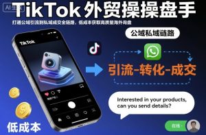 TikTok外贸操盘手:如何实现公域引流到私域成交全链路,低成本获取高质量海外询盘-小伟资源网