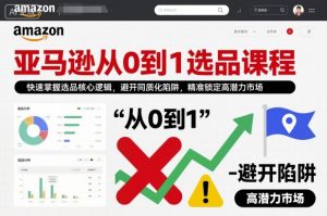 亚马逊选品从0到1实战课:核心逻辑解析与高潜力市场精准定位指南-小伟资源网