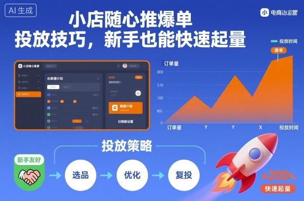 小店随心推爆单投放技巧，新手快速起量攻略-小伟资源网