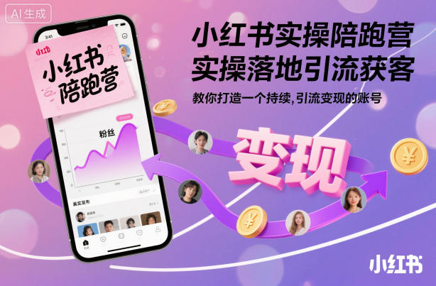 小红书实操陪跑营：手把手教你打造引流获客账号，实现持续变现-小伟资源网