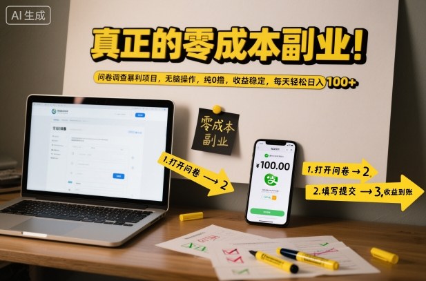 零成本副业新选择：参与问卷调查轻松日入百元，稳定收益无门槛操作揭秘-小伟资源网