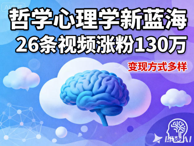 短视频新蓝海：哲学心理学赛道26条视频涨粉130万，多元变现模式解析-小伟资源网