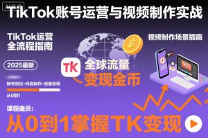 2025最新TikTok账号运营与视频制作实战教程：从零开始掌握TK变现全流程（含11月搬运技术）-小伟资源网