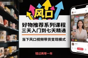 三天入门七天精通：视频带货变现模式全攻略，抓住风口快速赚钱-小伟资源网