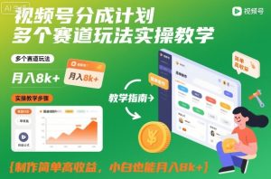 视频号分成计划多赛道实操教学：简单易学，新手也能轻松月入8000+-小伟资源网