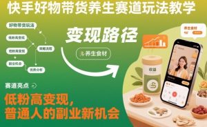 快手养生赛道低粉高变现玩法教学：普通人副业新机会全解析-小伟资源网