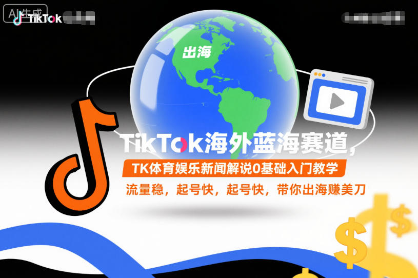 TikTok海外体育娱乐新闻解说零基础教学：快速起号稳流量，出海赚取美元收益-小伟资源网