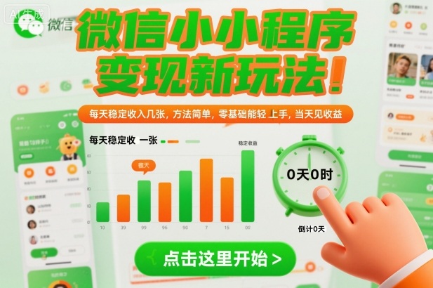 微信小程序赚钱新方法：零基础快速上手，当天实现稳定日收入-小伟资源网