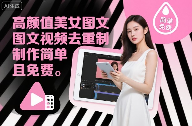 高颜值美女图文视频去重教程：简单免费的制作方法-小伟资源网