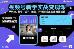 视频号新手实战变现课：从认知到投放的全链路运营指南-小伟资源网