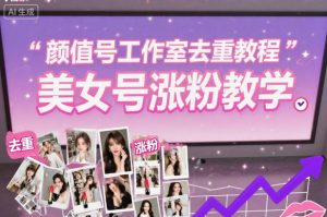 颜值号工作室内容去重技巧与美女账号高效涨粉方法教学-小伟资源网