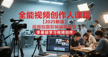 全能视频创作人课程2025新版：零基础学视频拍摄剪辑编导运营，从入门到精通-小伟资源网