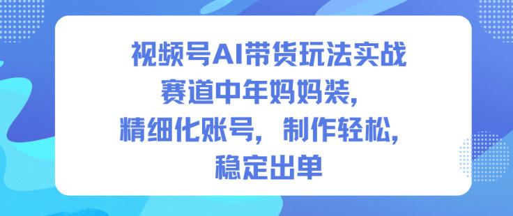 中年妈妈装AI带货实战：精细化账号运营与稳定出单攻略-小伟资源网