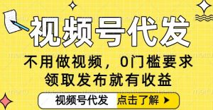 揭秘0门槛视频号代发项目:无需剪辑轻松日入500,小白也能无限接单赚收益-小伟资源网