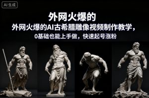 AI古希腊雕像视频制作教程：零基础快速上手，轻松涨粉起号-小伟资源网