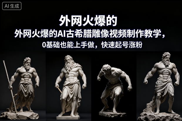 AI古希腊雕像视频制作教程：零基础快速上手，轻松涨粉起号-小伟资源网
