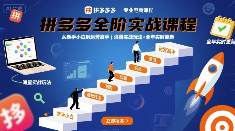拼多多实战课程2025年10月新版：从小白到运营高手的全阶教程与全年更新实战玩法-小伟资源网