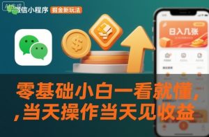微信小程序掘金新玩法：零基础小白当天操作当天见收益，日入几张详细揭秘-小伟资源网