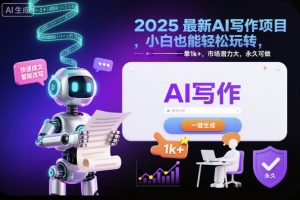 2025年最新AI写作项目:新手轻松上手,单笔收益过千,市场前景广阔,长期稳定可做-小伟资源网