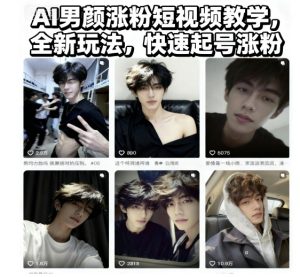 AI男颜涨粉短视频教学：全新玩法快速起号涨粉技巧-小伟资源网