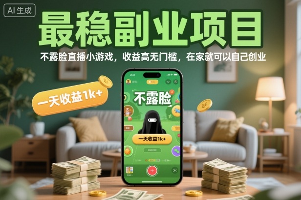 不露脸直播小游戏副业揭秘：在家轻松创业，日入千元无门槛高收益项目-小伟资源网